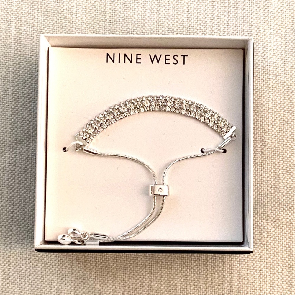 Silver & clear rhinestone adjustable bracelet